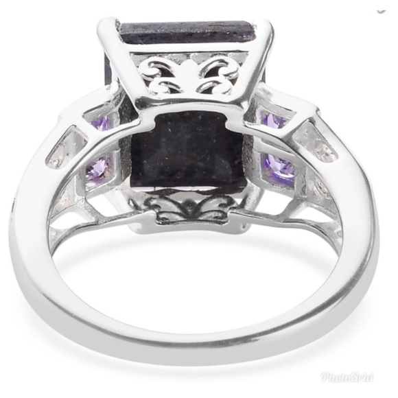 Blue Aventurine, Simulated Purple Diamond Ring - Picture 4 of 8